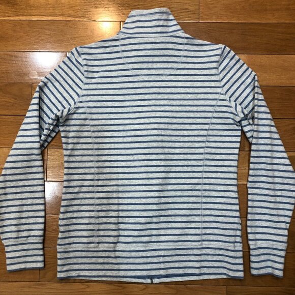 L.L. Bean Womens High Collar Full-Zip Gray & Blue Striped Jacket Size XS - Picture 2 of 7